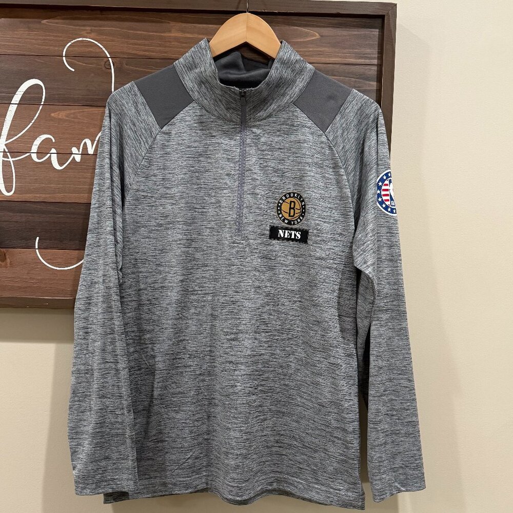 FANATICS NBA BROOKLYN NETS 1/4 ZIP PERFORMANCE TOP MEN'S MEDIUM SPORTY ATHLETIC